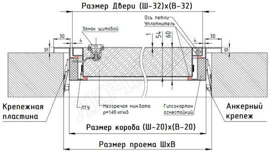 Люк сантехнический Противопожарный EIS60, 1 створка Люк сантехнический Противопожарный EIS60, 1 створка
